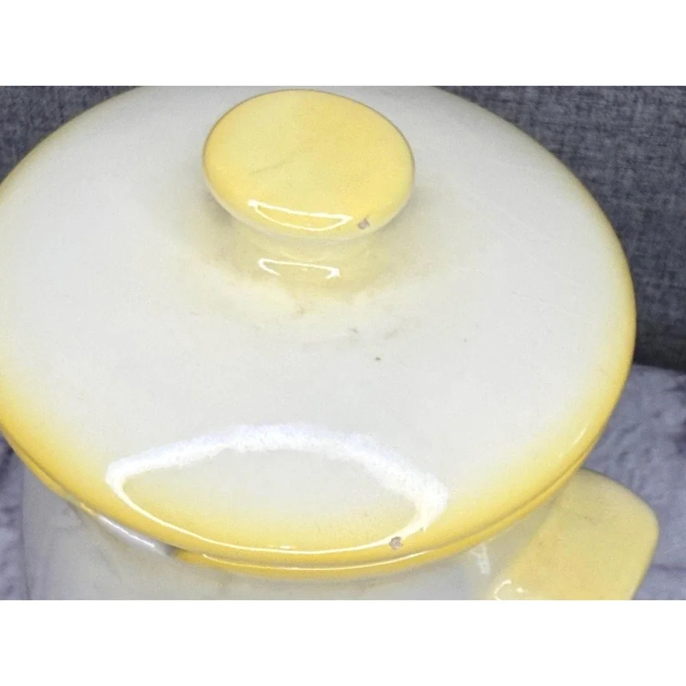 1970s Ceramic Jar  Cannister‎ with Lid Floral Daffodil Yellow Cottage